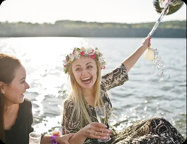 Friends celebrating a hens party aboard a private Auckland yacht charter