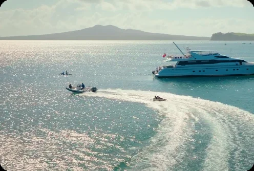 On-water activities during a private charter, for stag do yacht charters in Auckland